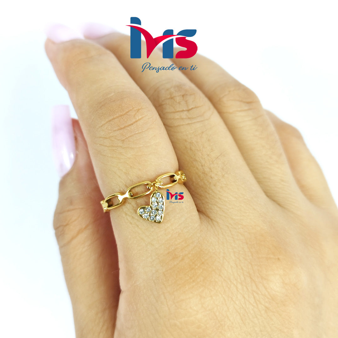 Anillo Cadena con Corazón Ajustable | Acero 316L Premium, Enchapado en Oro y Recubrimiento PVD