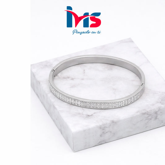 Pulsera rígida de acero inoxidable 304 con cristales