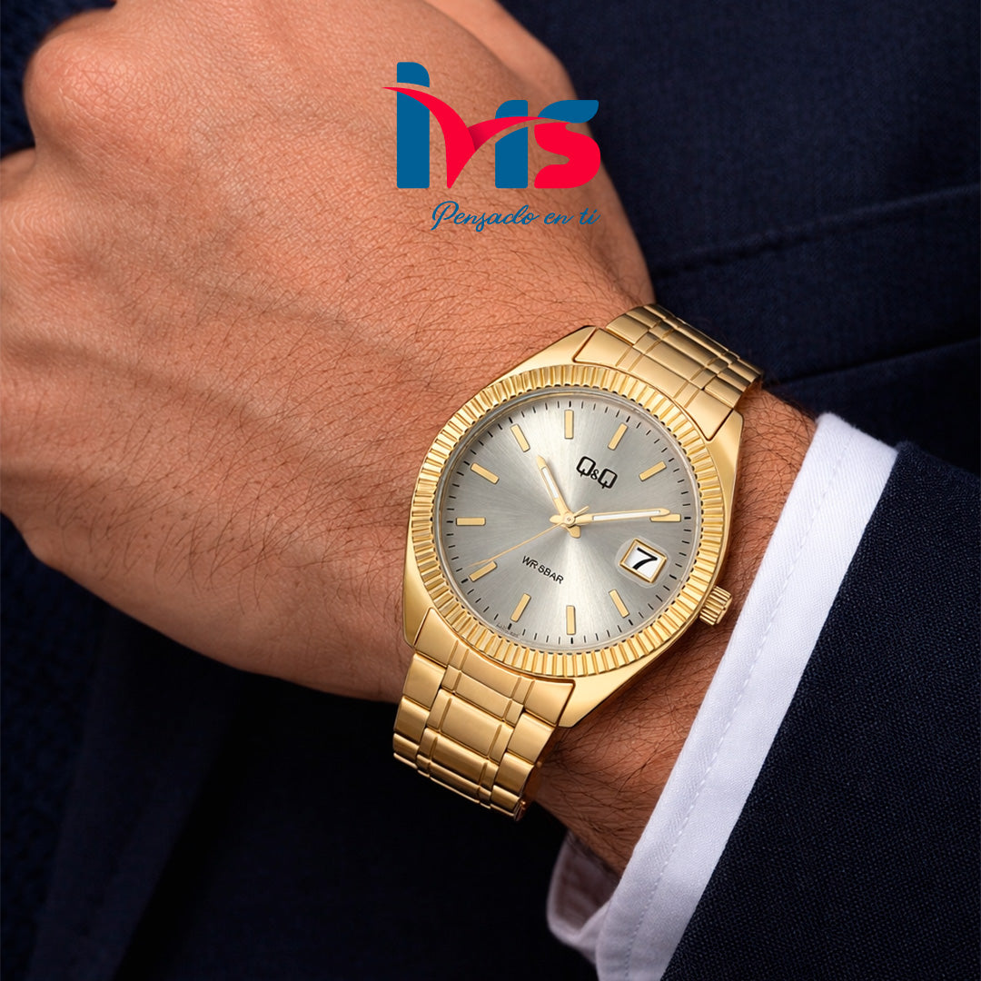 ⌚ Reloj Q&Q Original A476J001Y – Dorado Elegante para Hombre