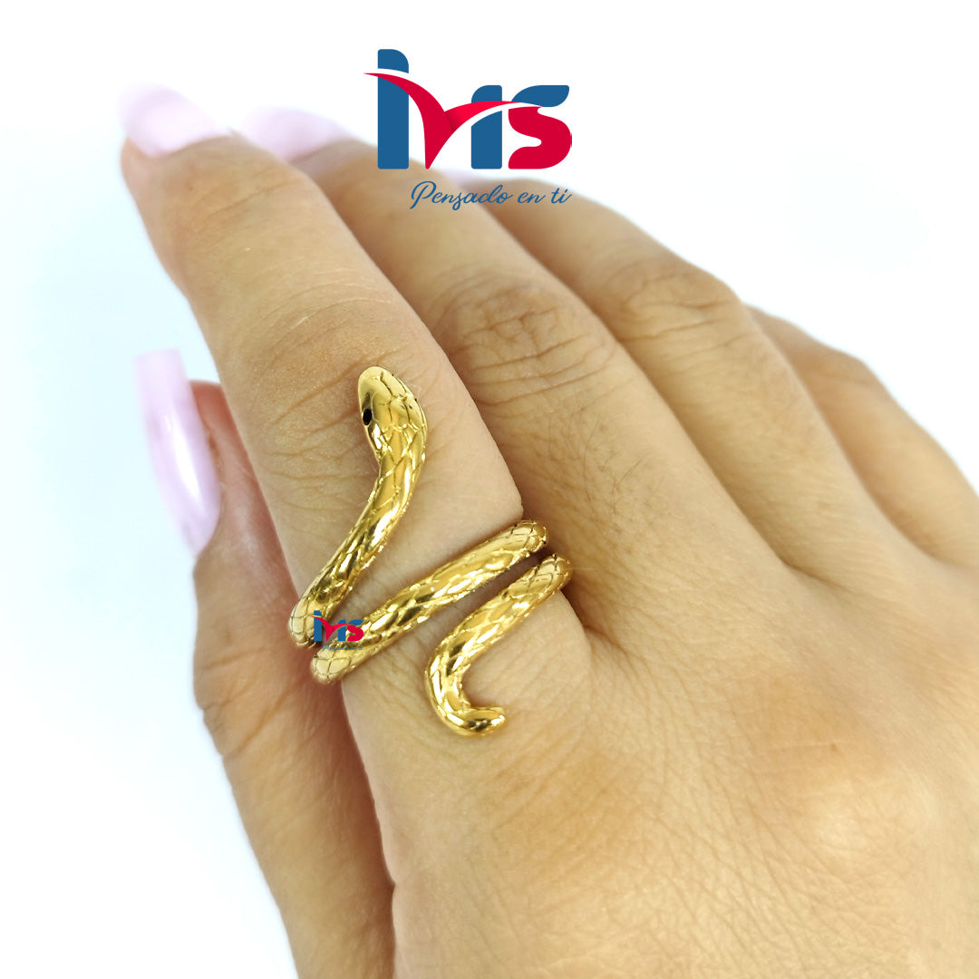 Anillo Serpiente Elegance de Acero 316L Premium, Enchapado en Oro con Recubrimiento PVD
