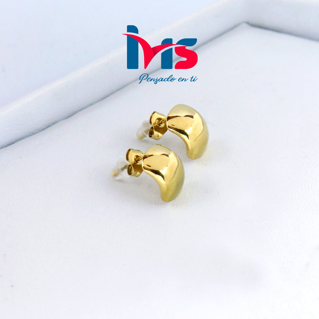 Aretes de Acero Quirúrgico 316L Waterproof – Media Luna Dorada.