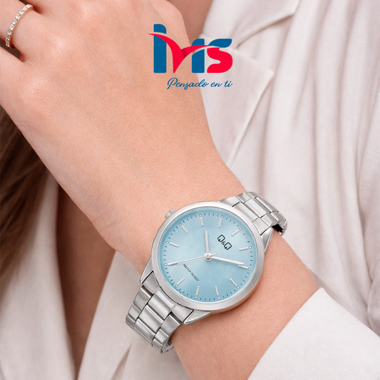 ⌚ Reloj Original Q&Q C09A-011PY para Mujer – Acero Plateado con Esfera Azul
