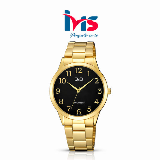 ⌚ Reloj Original Q&Q C10A-013PY para Hombre – Dorado con Esfera Negra