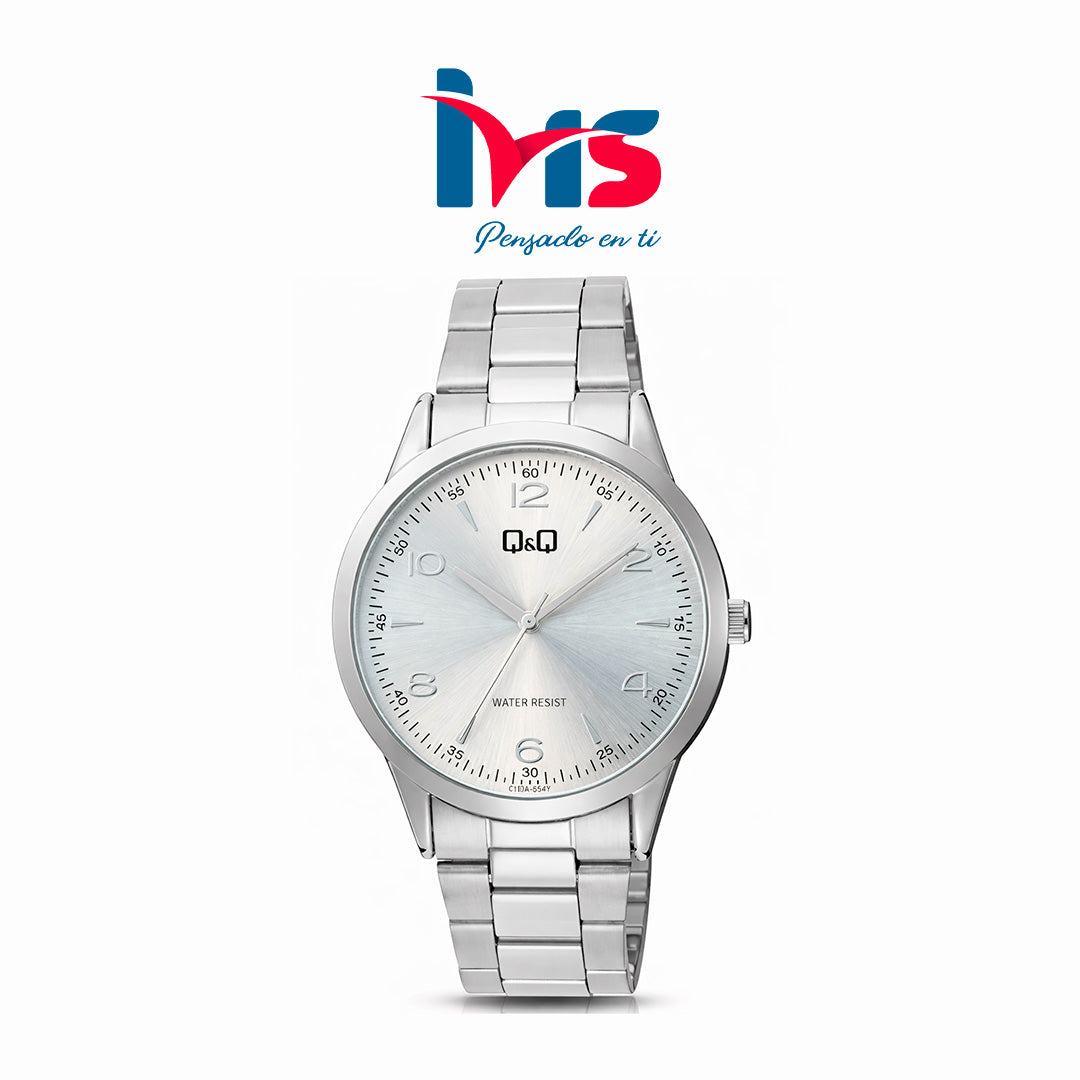⌚ Reloj Original Q&Q C10A-043PY para Hombre – Acero Plateado Elegante