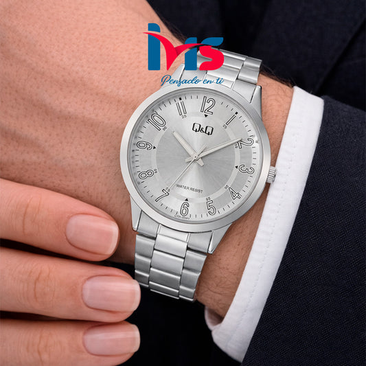 ⌚ Reloj Original Q&Q C10A-065PY para Hombre – Acero Plateado Elegante