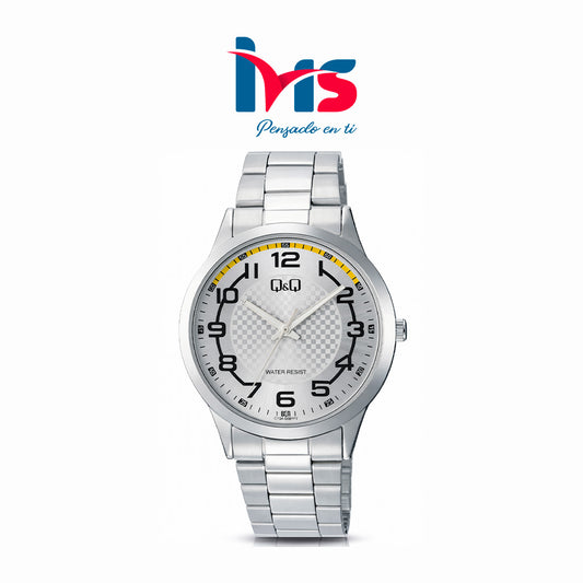 ⌚ Reloj Original Q&Q C10A-068PY para Hombre – Acero Plateado Clásico