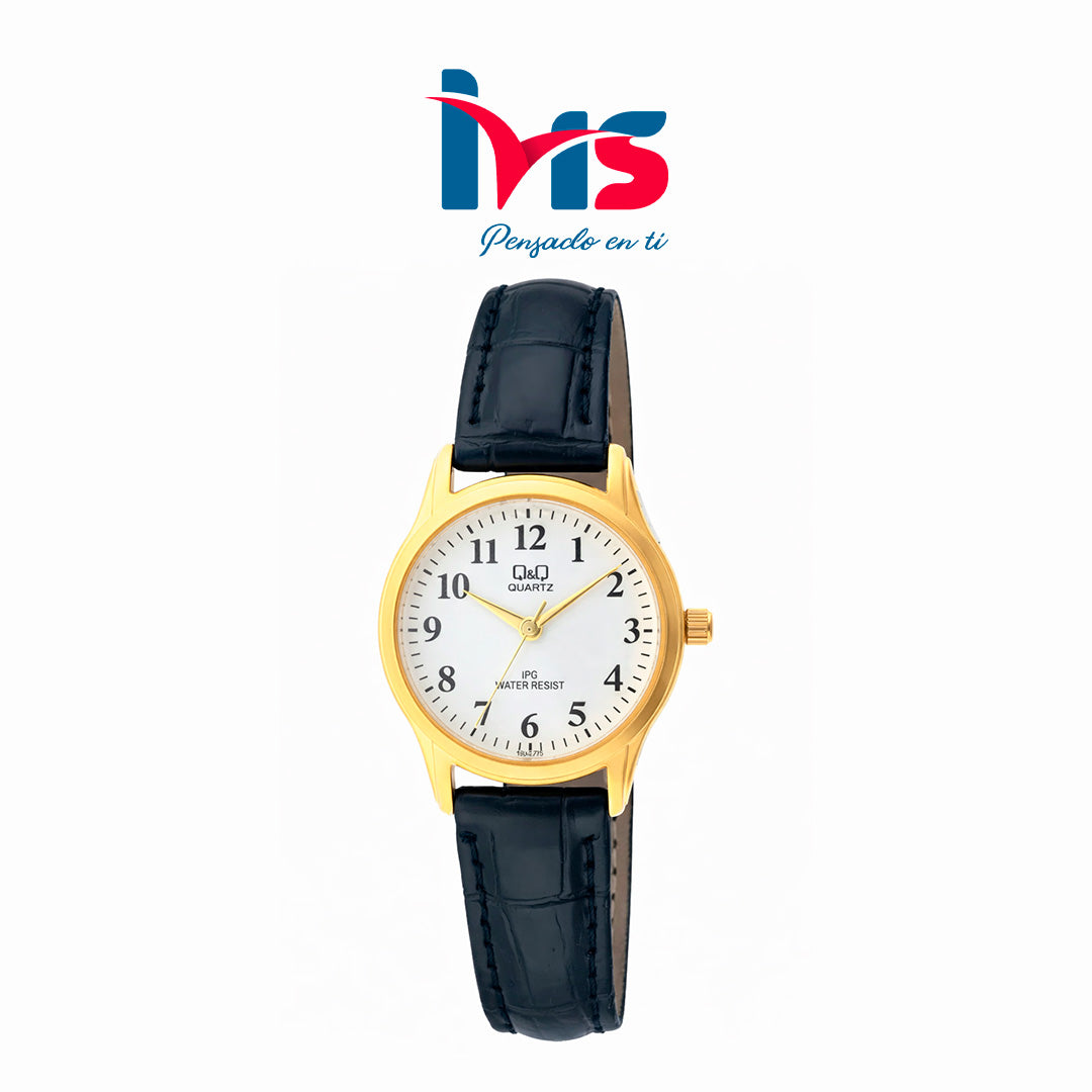 ⌚ Reloj Q&Q C169J104Y para Mujer – Dorado con Correa Negra