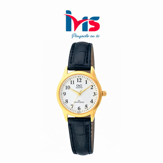 ⌚ Reloj Q&Q C169J104Y para Mujer – Dorado con Correa Negra