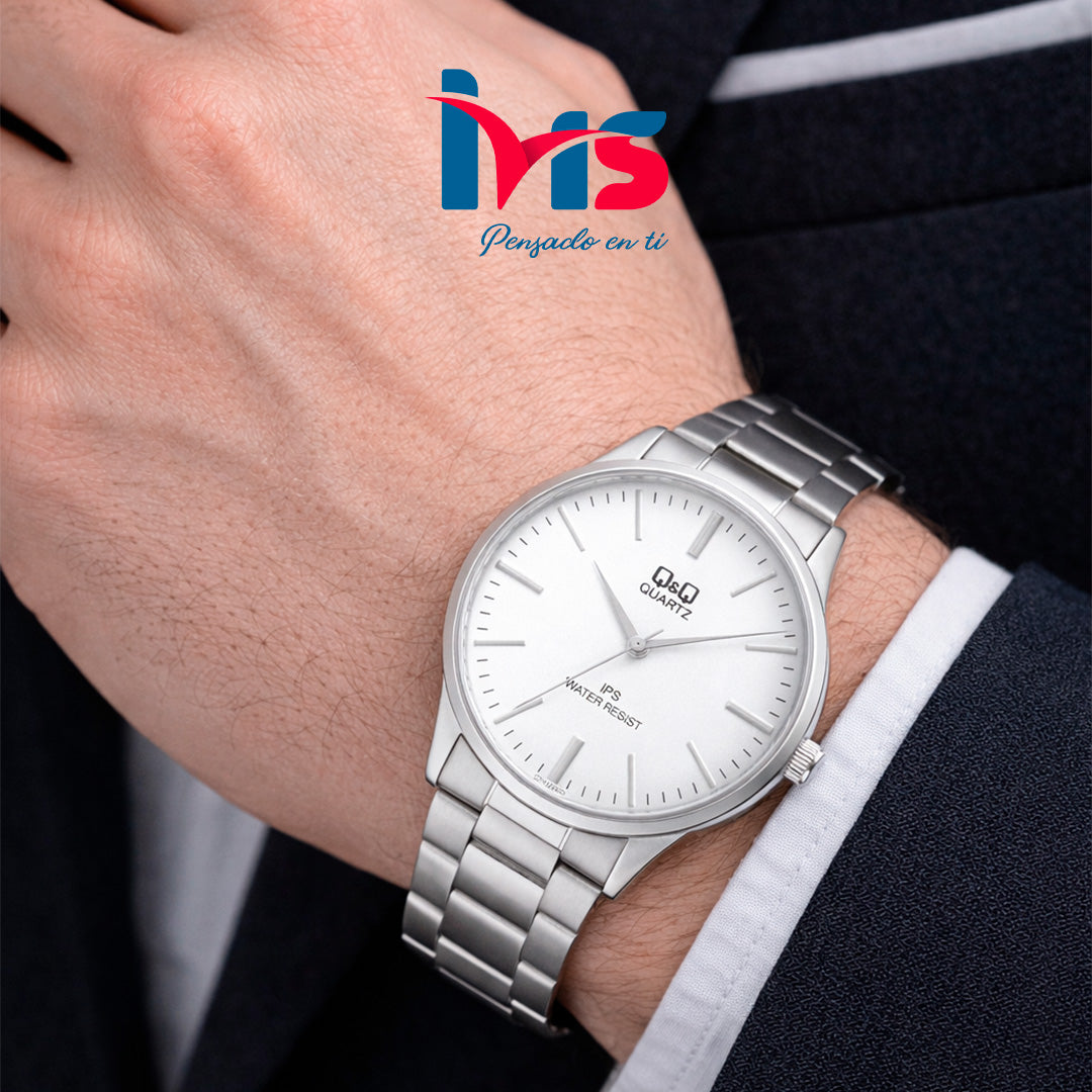 ⌚ Reloj Q&Q C214J201Y para Hombre – Acero Plateado Clásico