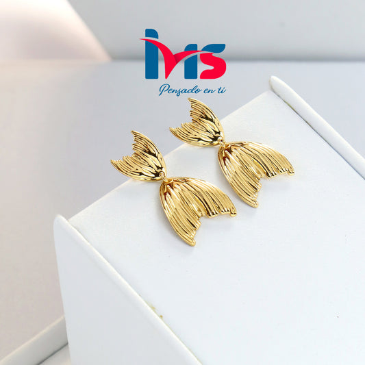 Aretes Dorados  Acero Inoxidable 304 Waterproof - Diseño Colitas Texturizadas.