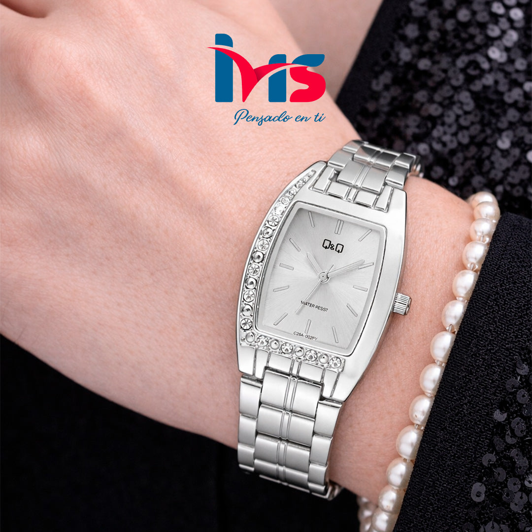 ⌚ Reloj Original Q&Q C26A-002PY para Mujer – Acero Plateado Clásico