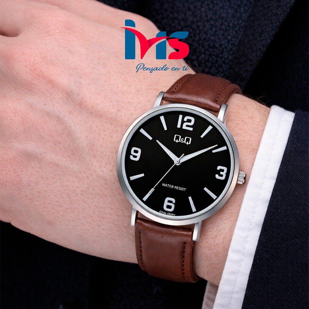 ⌚ Reloj Original Q&Q C33A-003PY para Hombre – Clásico con Correa Marrón