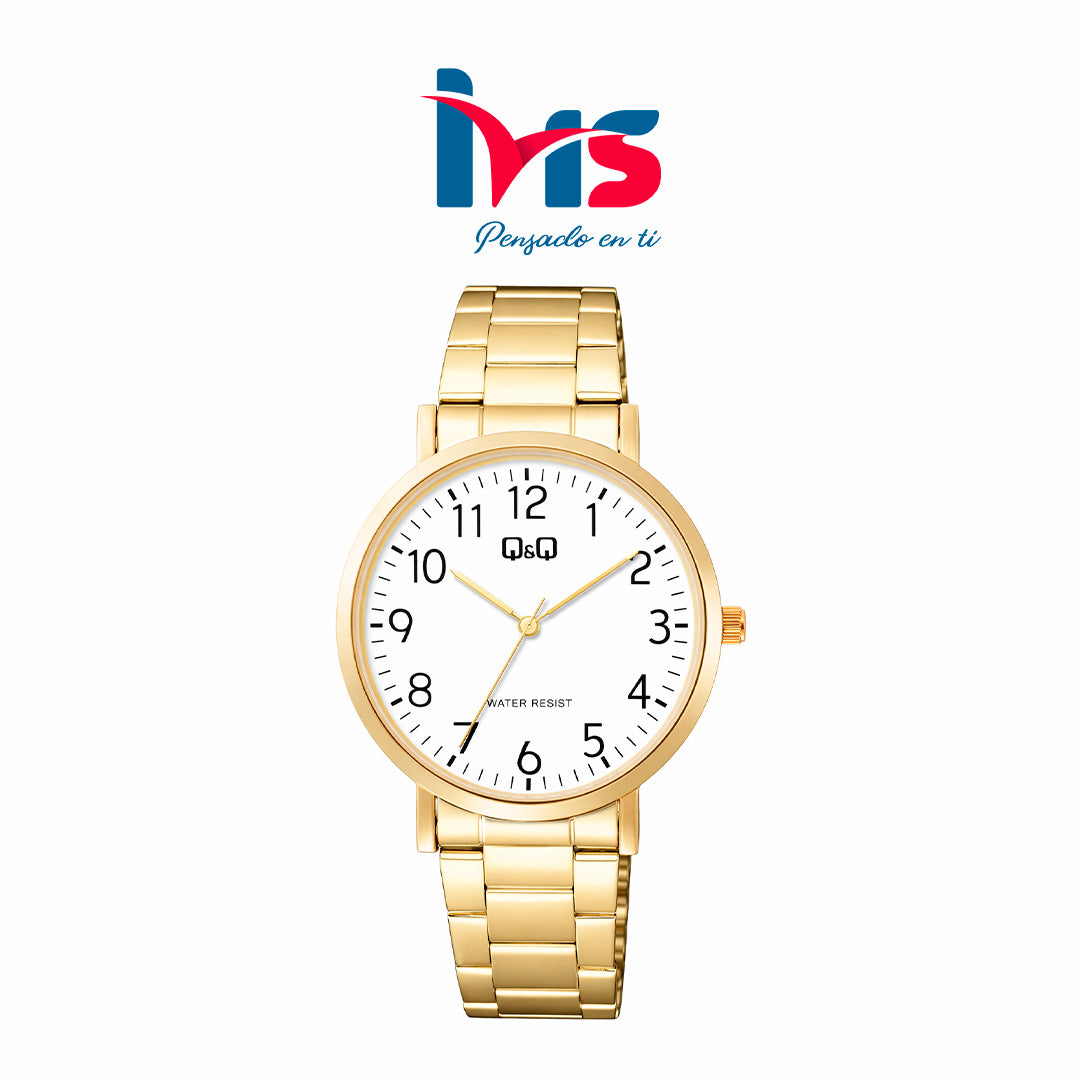 ⌚ Reloj Q&Q C34A-002PY para Hombre – Dorado Clásico con Esfera Blanca