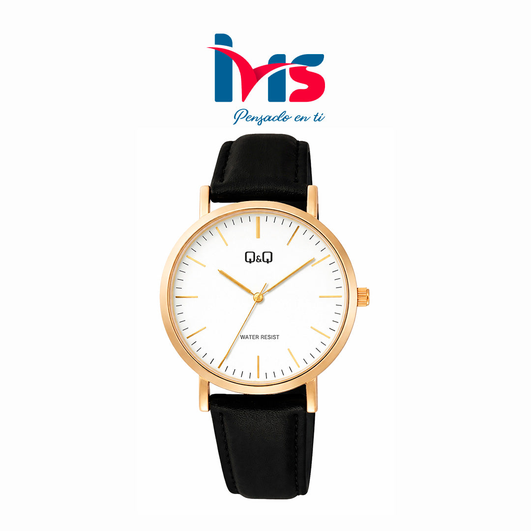 ⌚ Reloj Original Q&Q C34A-009PY para Hombre – Dorado con Correa Negra