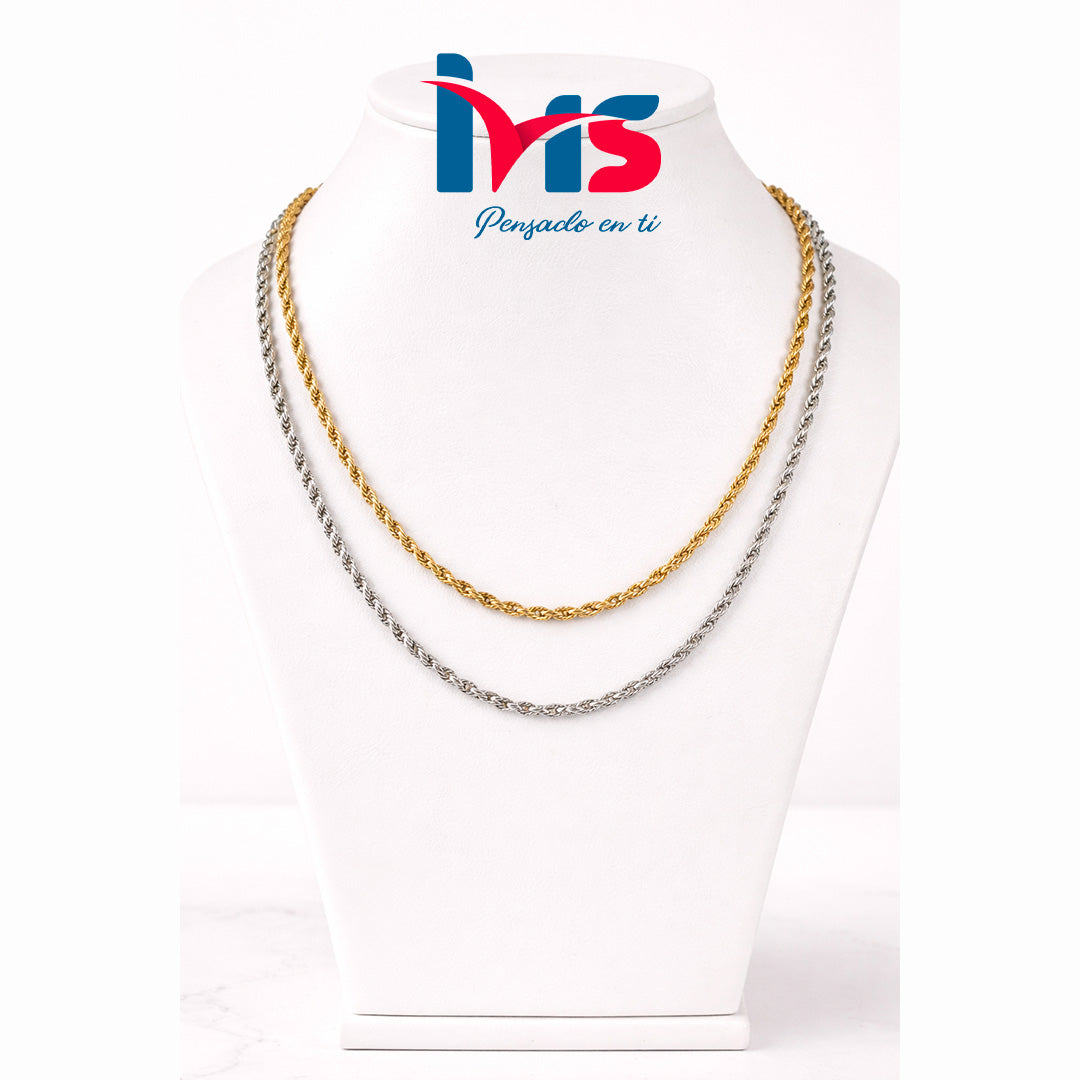 Collar/Cadenas Tipo Cuerda – Acero Quirúrgico 316L Waterproof