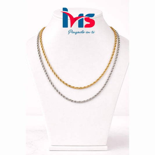 Collar/Cadenas Tipo Cuerda – Acero Quirúrgico 316L Waterproof