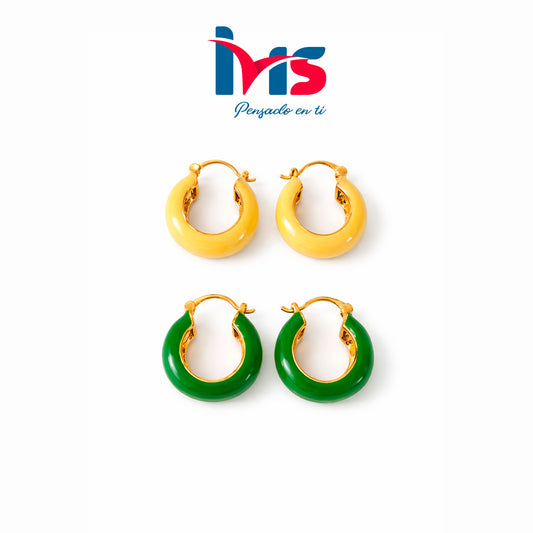 ✨ Aretes Tipo Aro – Diseño Colorido y Moderno