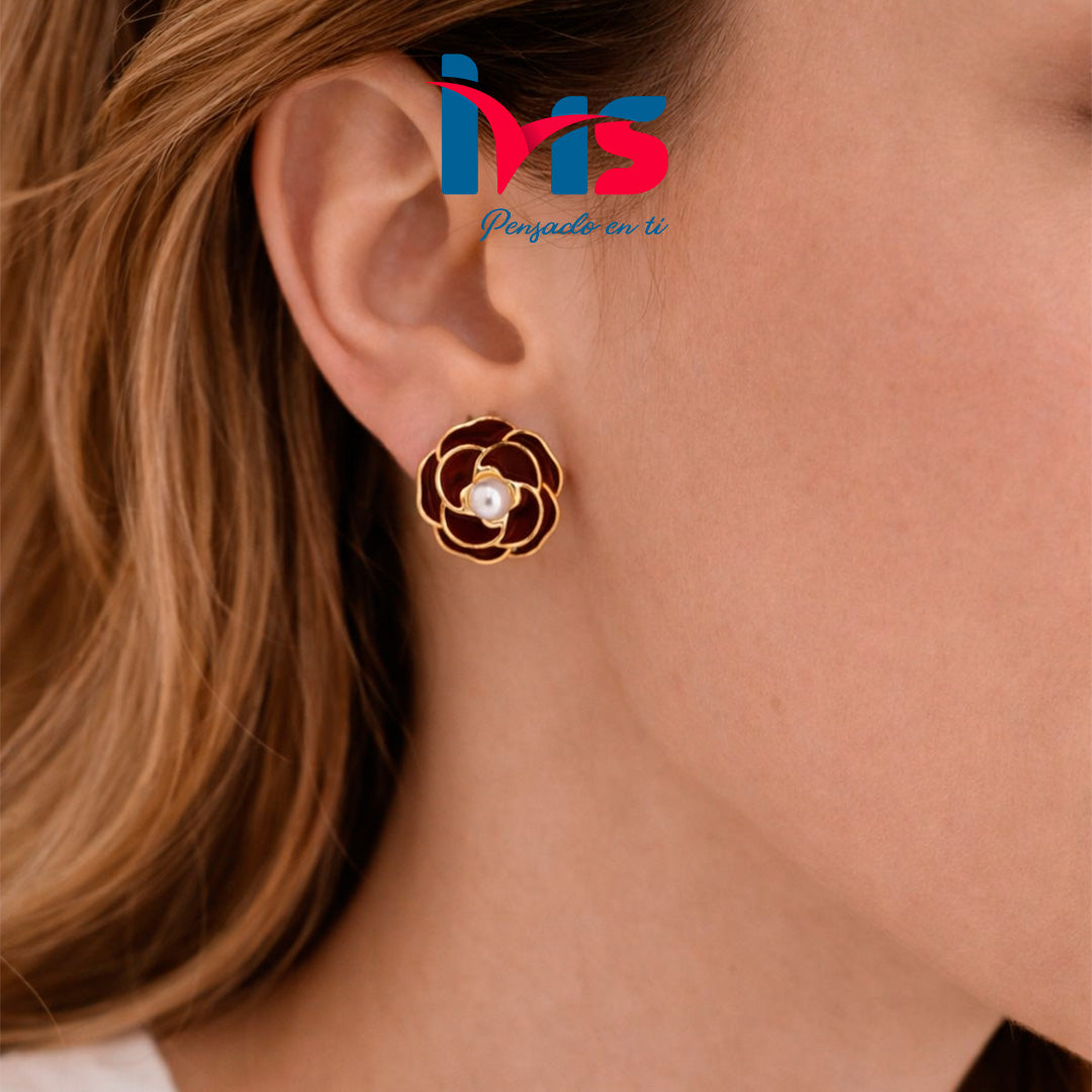 Aretes Flor con Perla