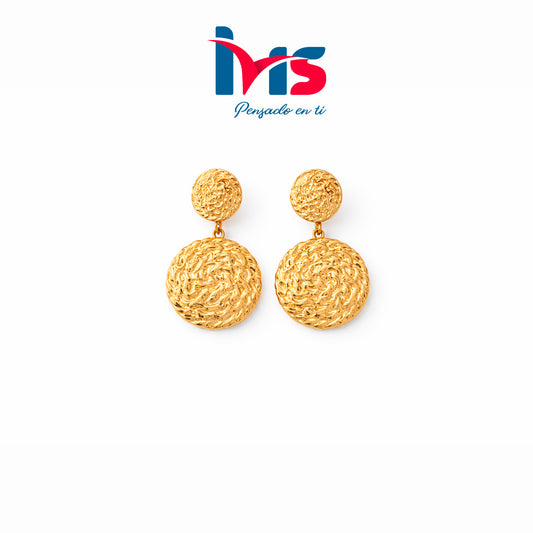 Aretes colgantes de acero Acero Inoxidable 304 – Diseño circular texturizado