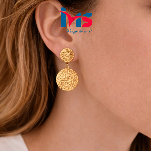 Aretes colgantes de acero Acero Inoxidable 304 – Diseño circular texturizado