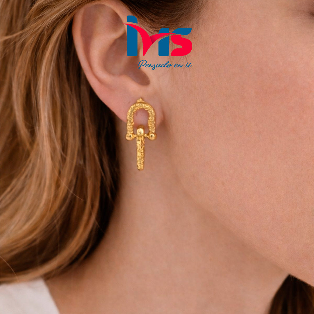 Arete Colgante Texturizado en Acero Inoxidable 304