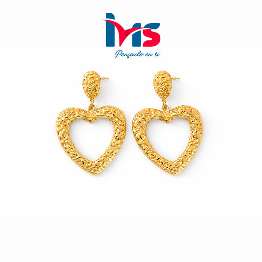 Aretes Colgantes de Corazón en Acero Inoxidable 304