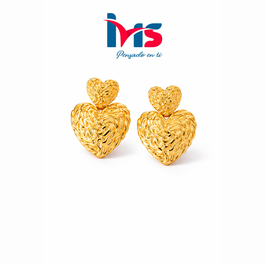 ✨ Aretes de Corazón en Acero Inoxidable 304 – Diseño Elegante y Texturizado