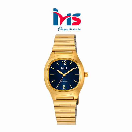 Reloj Original Q&Q Q02C-003PY para Mujer  Elegancia Clásica en Dorado con Esfera Azul