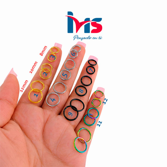 Argollitas de Titanio Quirúrgico – Diseño Minimalista Multicolor