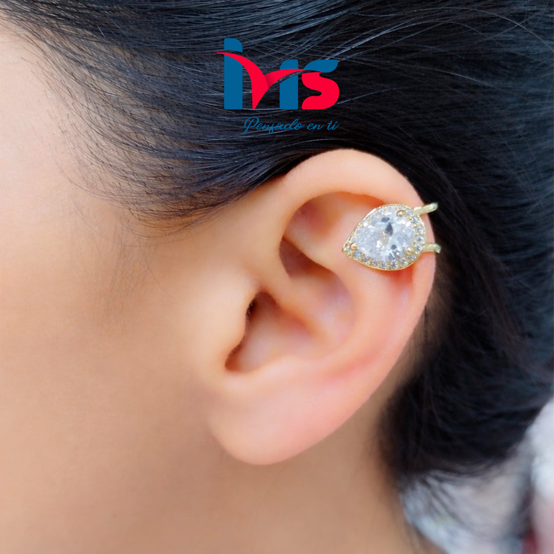 Ear Cuff Gota con Cristal Brillante
