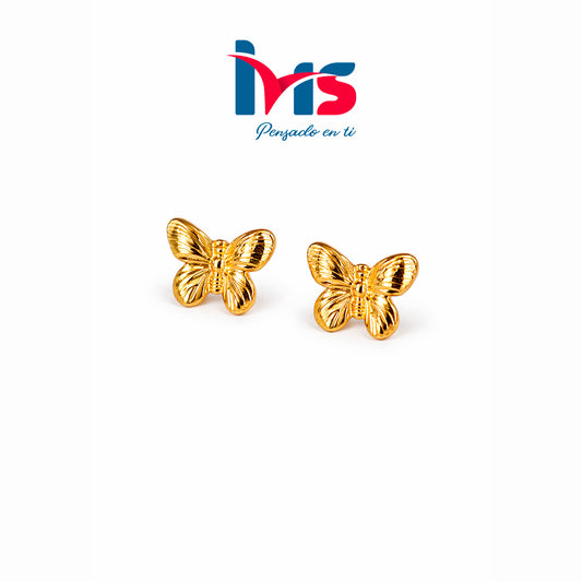 Aretes Mariposa en Acero Quirúrgico 316L Enchapado en Oro