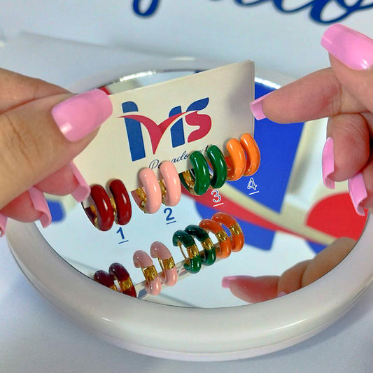 Aretes Aro Mini Multicolor – Acero Quirúrgico 316L Waterproof.