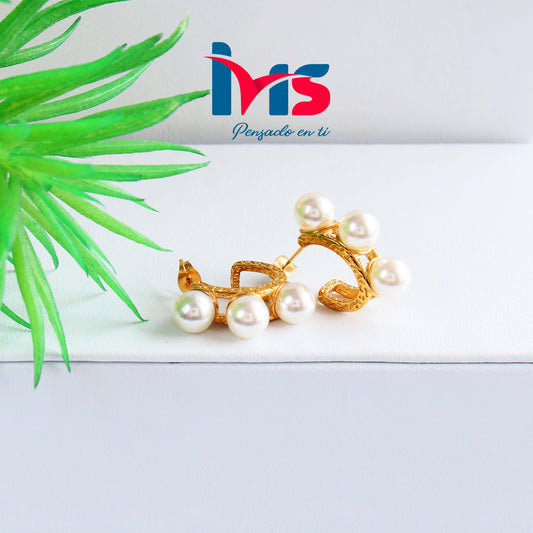 Aretes Dorados con Perlas – Acero Quirúrgico 316L Waterproof.