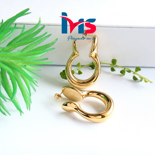 ✨ Aretes Curvos Dorados – Acero Quirúrgico 316L Waterproof✨
