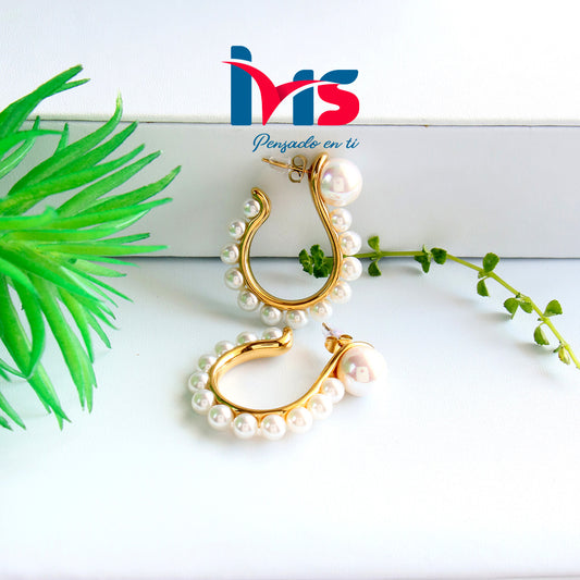 ✨ Aretes Curvos con Perlas – Acero Quirúrgico 316L Waterproof✨