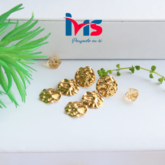 ✨ Aretes Colgantes Textura Orgánica – Acero Quirúrgico 316L Waterproof ✨