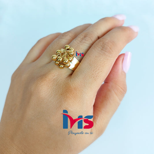 Anillo Flor Aurea de Acero 316L Premium, Enchapado en Oro con Recubrimiento PVD