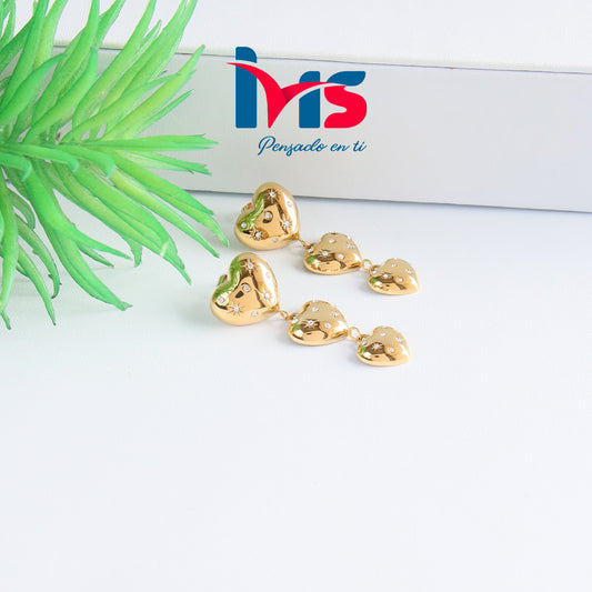 💛 Aretes Corazones Colgantes – Acero Quirúrgico 316L Waterproof💛