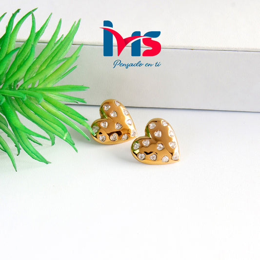 💛 Aretes Corazón con Cristales – Acero Quirúrgico 316L Waterproof💛