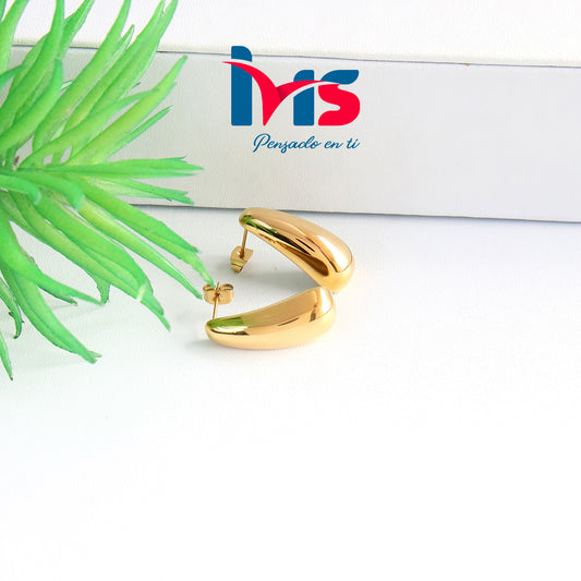 ✨ Aretes Media Tipo Gota – Acero Quirúrgico 316L Waterproof✨